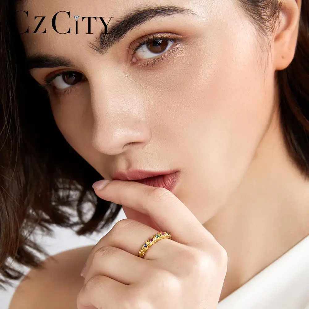 CZCITY, 5, маленький топаз, драгоценный камень, круглые кольца для женщин, для свадьбы, помолвки, хорошее ювелирное изделие, 925 пробы, серебро, "anillos Bijoux" SR0168