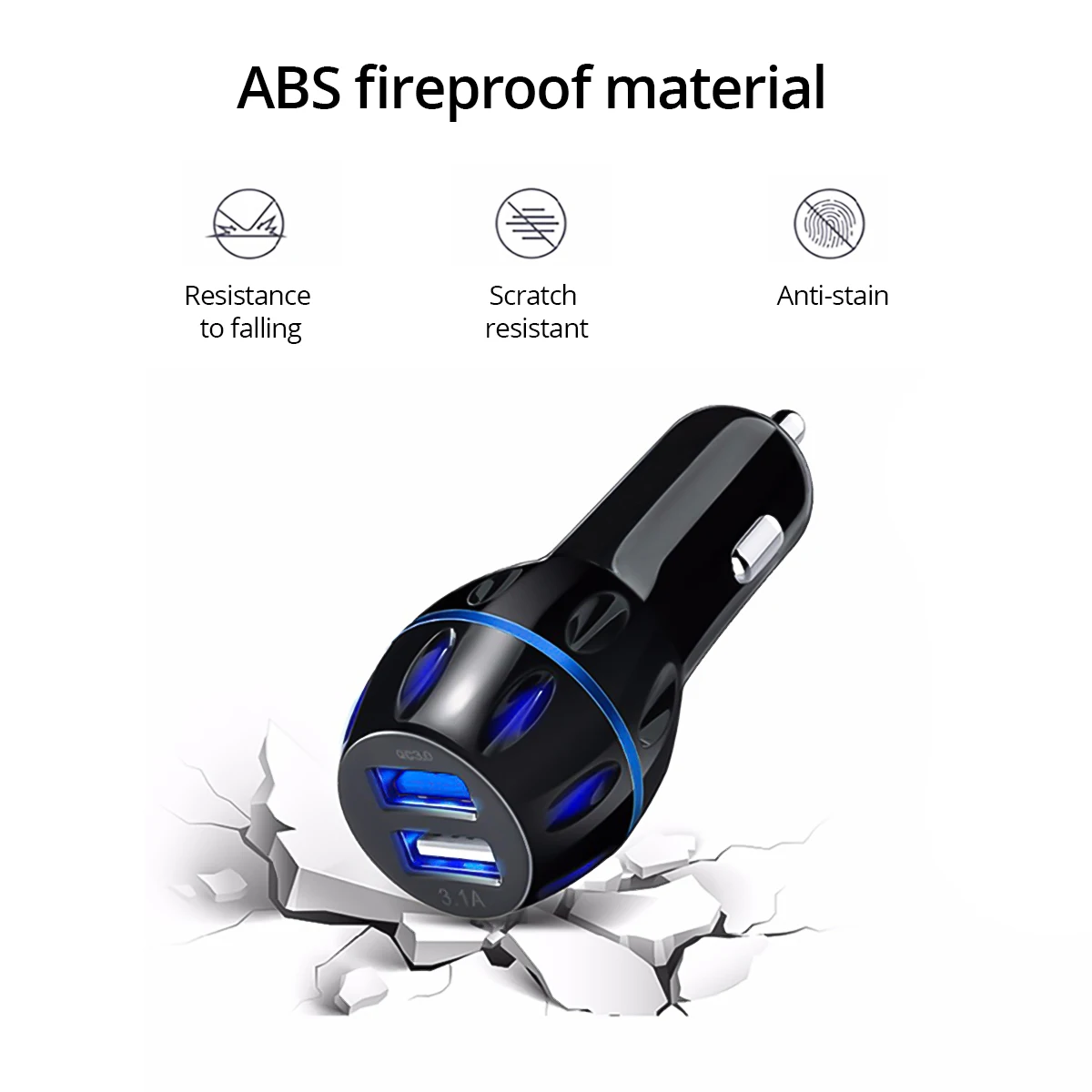 Ankndo устройство для автомобиля с двумя портами USB Зарядное устройство QC3.0 QC2.0 Быстрая зарядка 2-Порты и разъёмы телефона автомобиля-Зарядное устройство Автомобильный адаптер USB 5V3. 1A Универсальный автомобильный адаптер для зарядного устройства