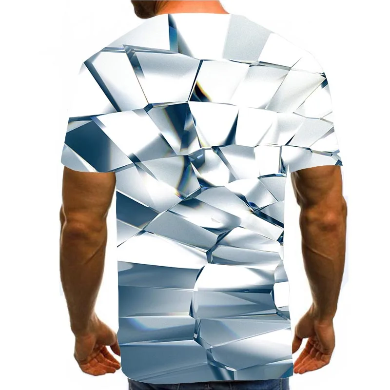 

Men's Graphic T Shirts 3D Print Shirt Cube Pattern Tops Abstract Tees Green