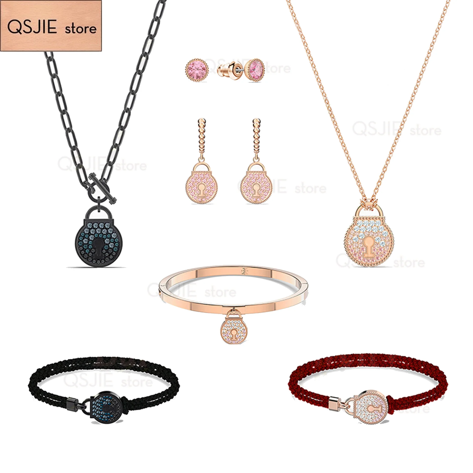 

Fashion Jewelry High Quality SWA New Love Lock Exquisite Eternal Love Lock Decorative Female Pendant Necklace