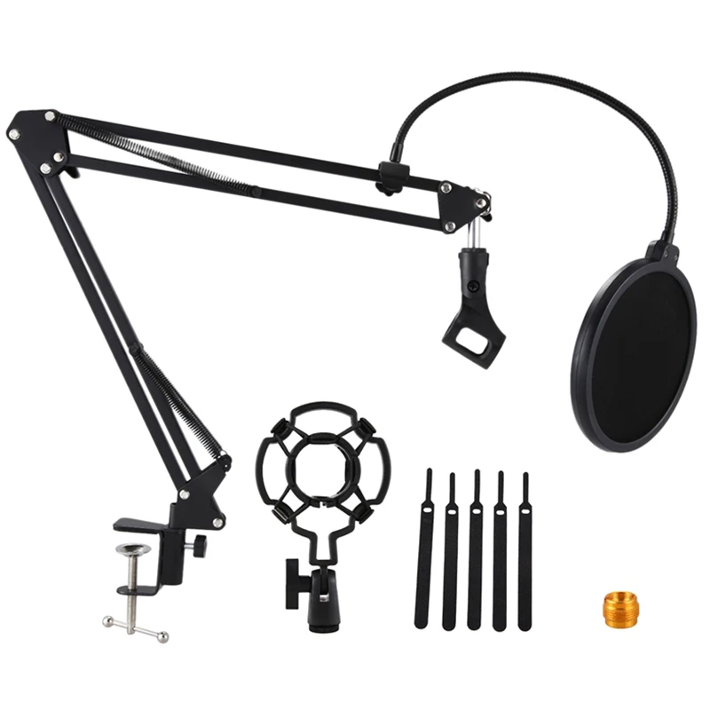 

Desktop Microphone Stand Suspension Boom Scissor Arm Stand with 3/8-5/8 Screw/ Shock Mount /Clip/Cable Ties