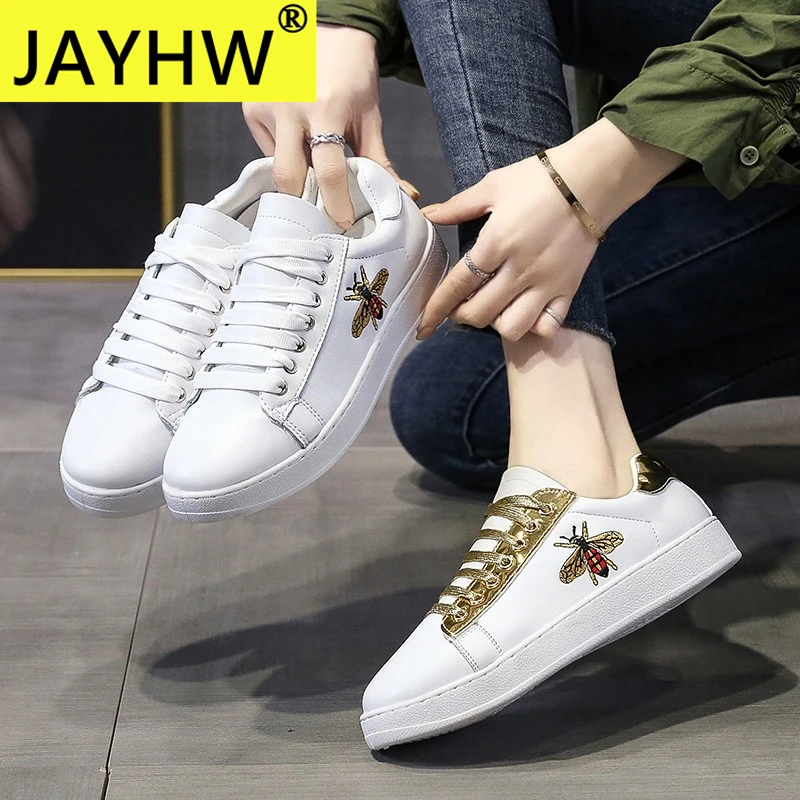 

JAYHW New 2021 Woman PU Leather Preppy Style Embroider Lace Up Casual Pointed Flat Non Slip Office Lady OL Soft Fashion Shoes