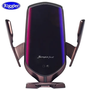 Qi Беспроводное Автомобильное зарядное устройство с автоматическим зажимом 10 Вт Держатель для быстрой зарядки для iphone13 12 11pro для Huawei P30Pro инфракрасный датчик крепление для телефона