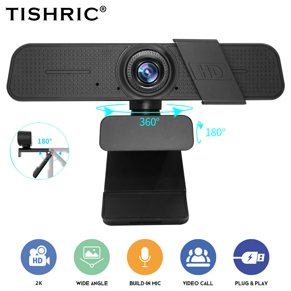 Веб камера TISHRIC C150 USB с микрофоном и функцией прямой трансляции 2K HD|Веб-камеры| |