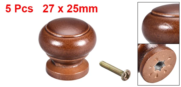 Red elm 27x25mm 5pc Uxcell 5-12 шт. круглая ручка 35 мм 24 мм 28 мм диаметр мебель для шкафа спальни кухни темно-коричневого дерева белого цвета - Цвет: Red elm 27x25mm 5pc