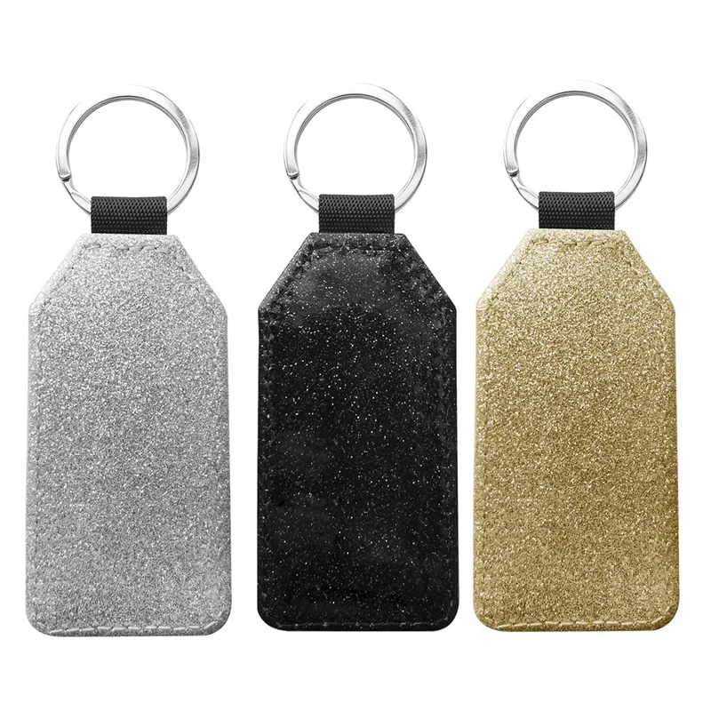 

10 Pack Sublimation Blanks Keychain Glitter PU Leather Keychain DIY Heat Transfer Keyring