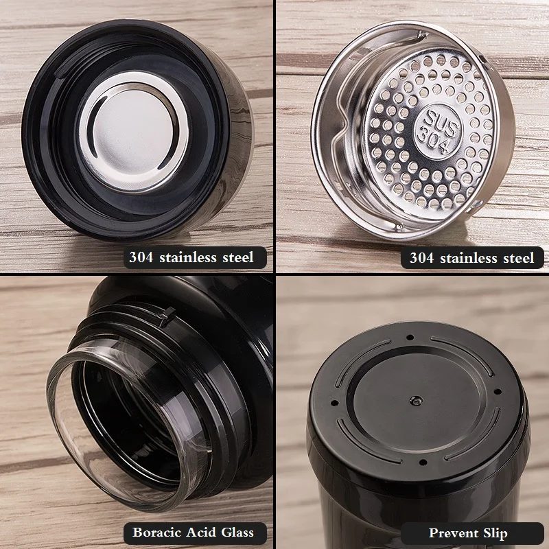 Double Layers Heat Resistant Boracic Acid Glass Stainless Steel Water Bottle Tea Cup Car Business Drinking Portable Drinkware | Дом и сад