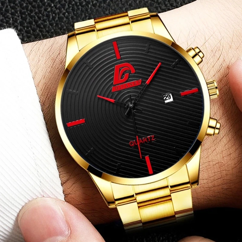 

2021 mode Herren Edelstahl Uhren Luxus Manner Business Casual Analog Quarz Wristatch Mannlichen Kalender Uhr Montre Homme