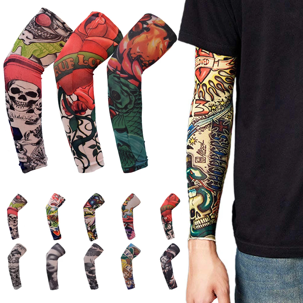 

Street Tattoo Arm Sleeves Sun UV Protection Arm Cover Seamless Outdoor Basketball Riding Sunscreen Arm Sleeves Mangas Para Brazo