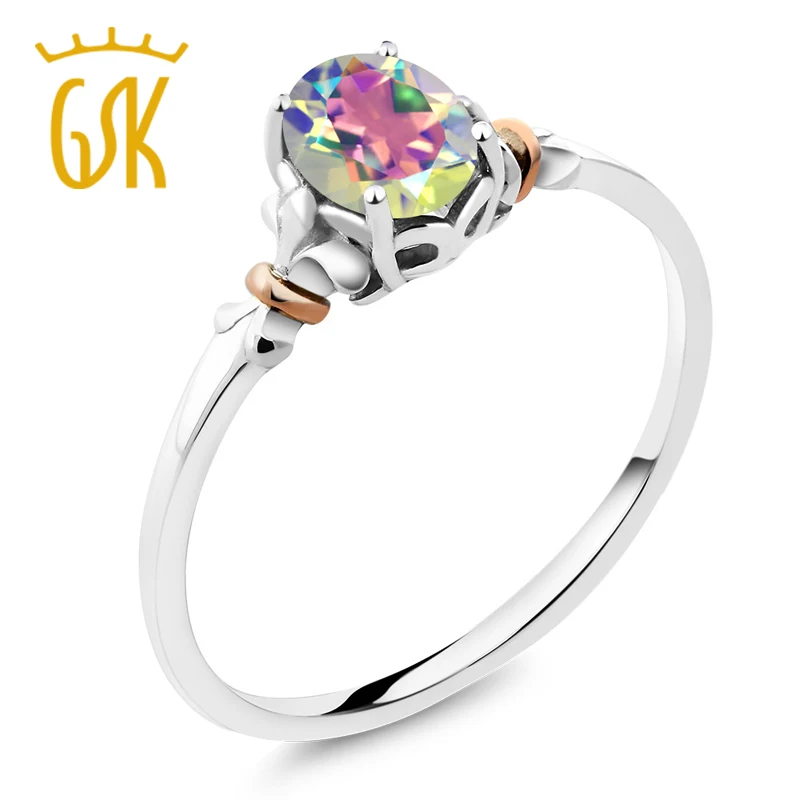 925 пробы серебро и 10K розовое золото Овальный Меркурий Мистик Топаз Женское