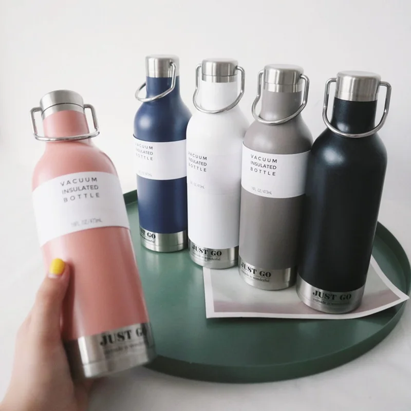 

500ml Sport Water Bottle Portable Stainless Steel Vacuum Flask Tumbler Leak Proof Double Wall Insulated Thermos Bottle