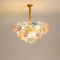 led postmodern glass colorized hanging lamps chandelier lighting suspension luminaire lampen lustre for foyer