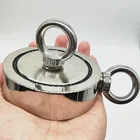 Сильный двухсторонний 2-глазный болт 1200lb вытягивающая сила круглый поисковый Магнитный речной F90 никель Неодимовый рыболовный магнитный держатель