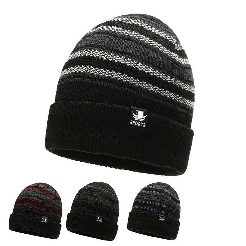 

Шапочки, облегающие шапки, Мужская зимняя шапка, женские и мужские вязаные шапки для мужчин, головной убор, толстая теплая меховая шапка без ...