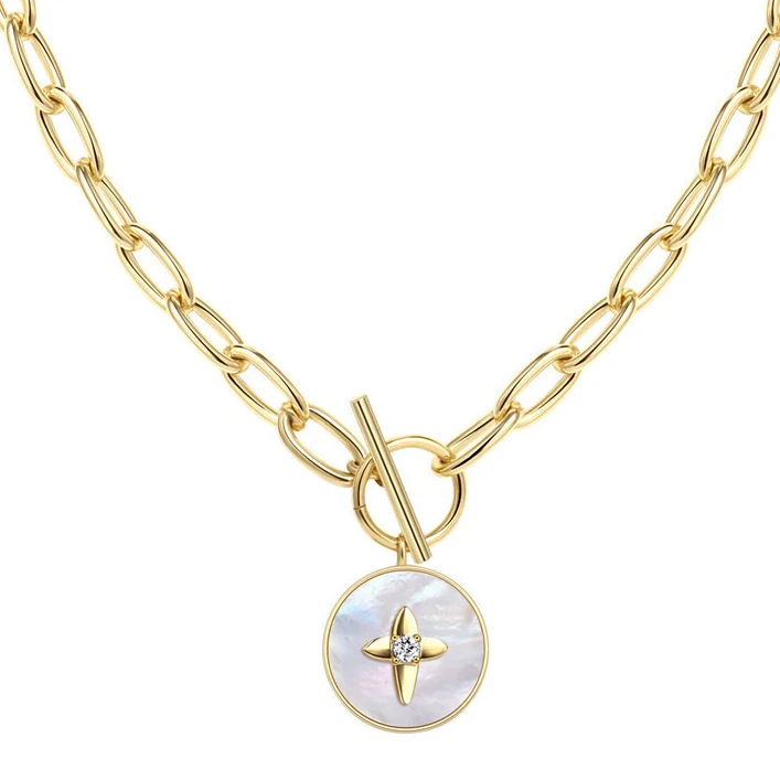 

Natural round White Shell Necklace Asterism Necklace
