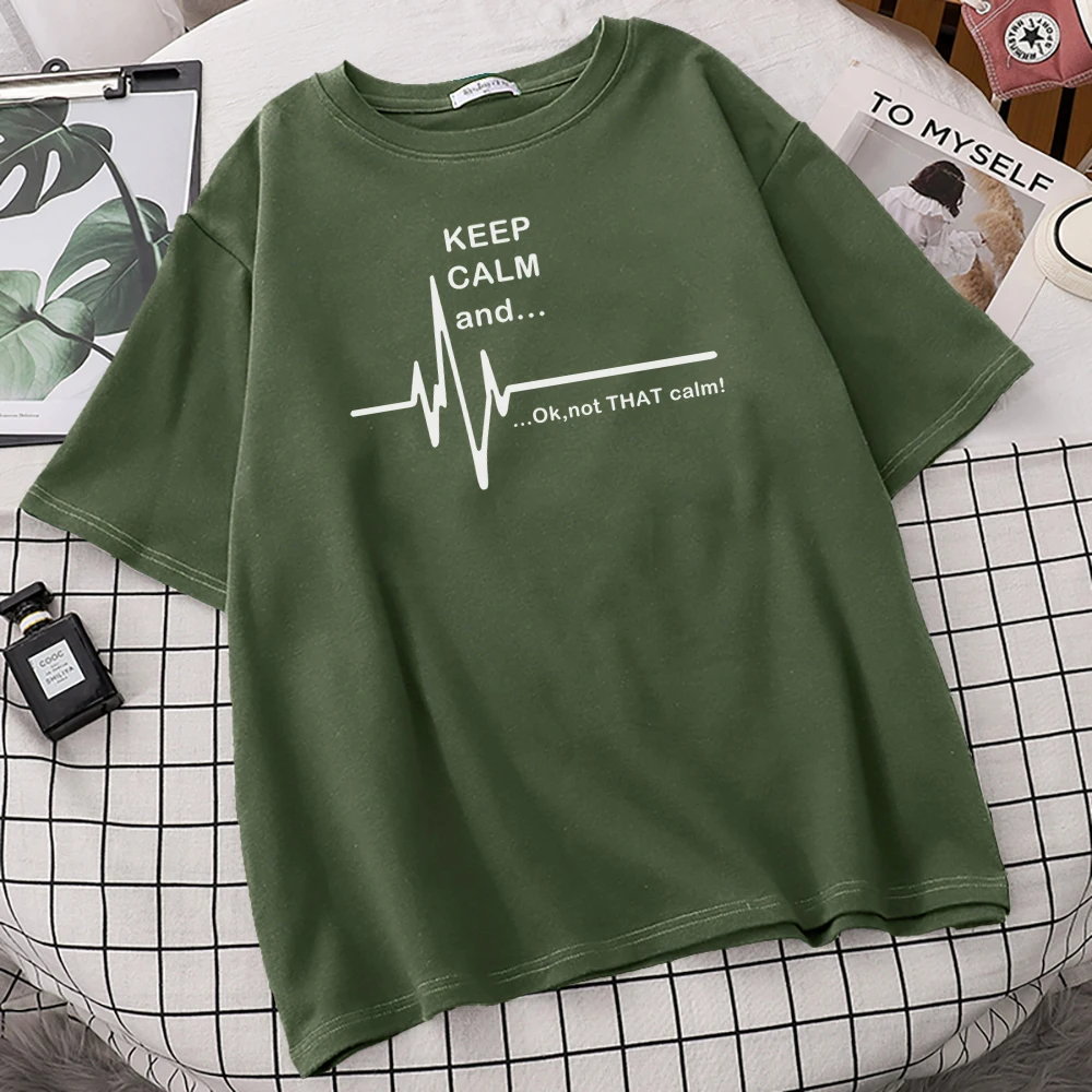 Мужская футболка с надписью Keep Calm and... Not That Funny EKG Heart Rate в стиле Харадзюку лето 2019|men