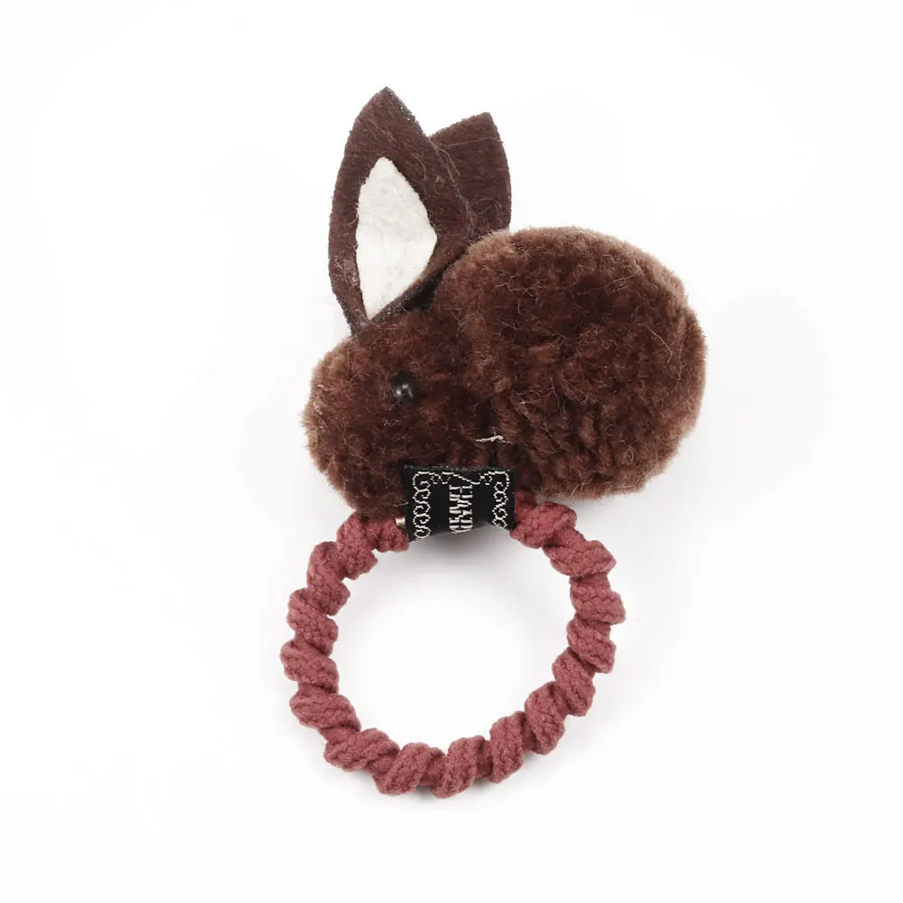 Hair ring Coffee Модная обувь с милыми помпонами из кроличьей шерсти кольцо женский галстук веревки в Корейском стиле с эластичной резинкой на резиновые резинки для волос Банни заколка для волос Детская Женские аксессуары для волос - Цвет: Hair ring Coffee