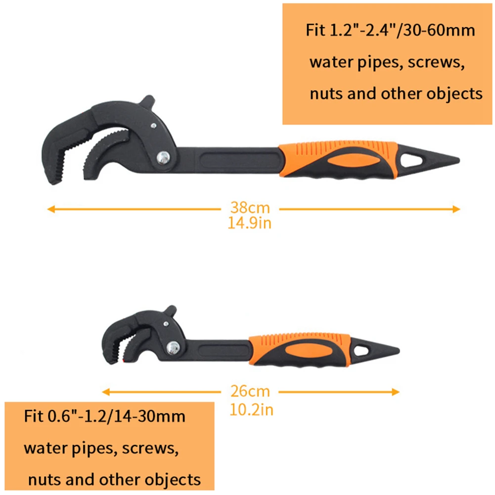 

2PCS 14-30 / 30-60mm Wrench Pipe Adjustable Spanner Universal Key Open Multifunctional Tool For Household Plumber Hand Tool