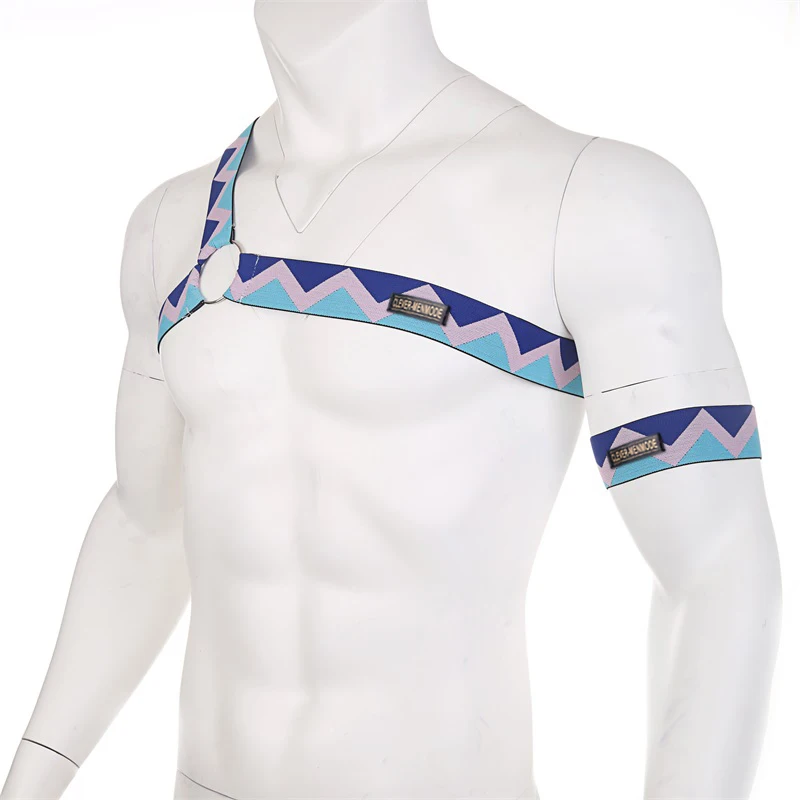 dark light blue Жгут мужской костюм бандаж эластичный сексуальный жгут мужской s hombre тело грудь плечевой ремень Холтер БДСМ ремень Косплей белье Радуга - Цвет: dark light blue