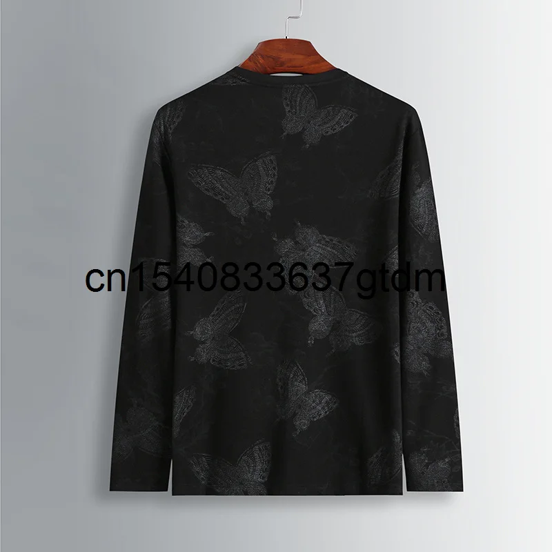 

Autumn new men's young fat plus size long sleeve t-shirt men's fashion leisure printing top trendy men