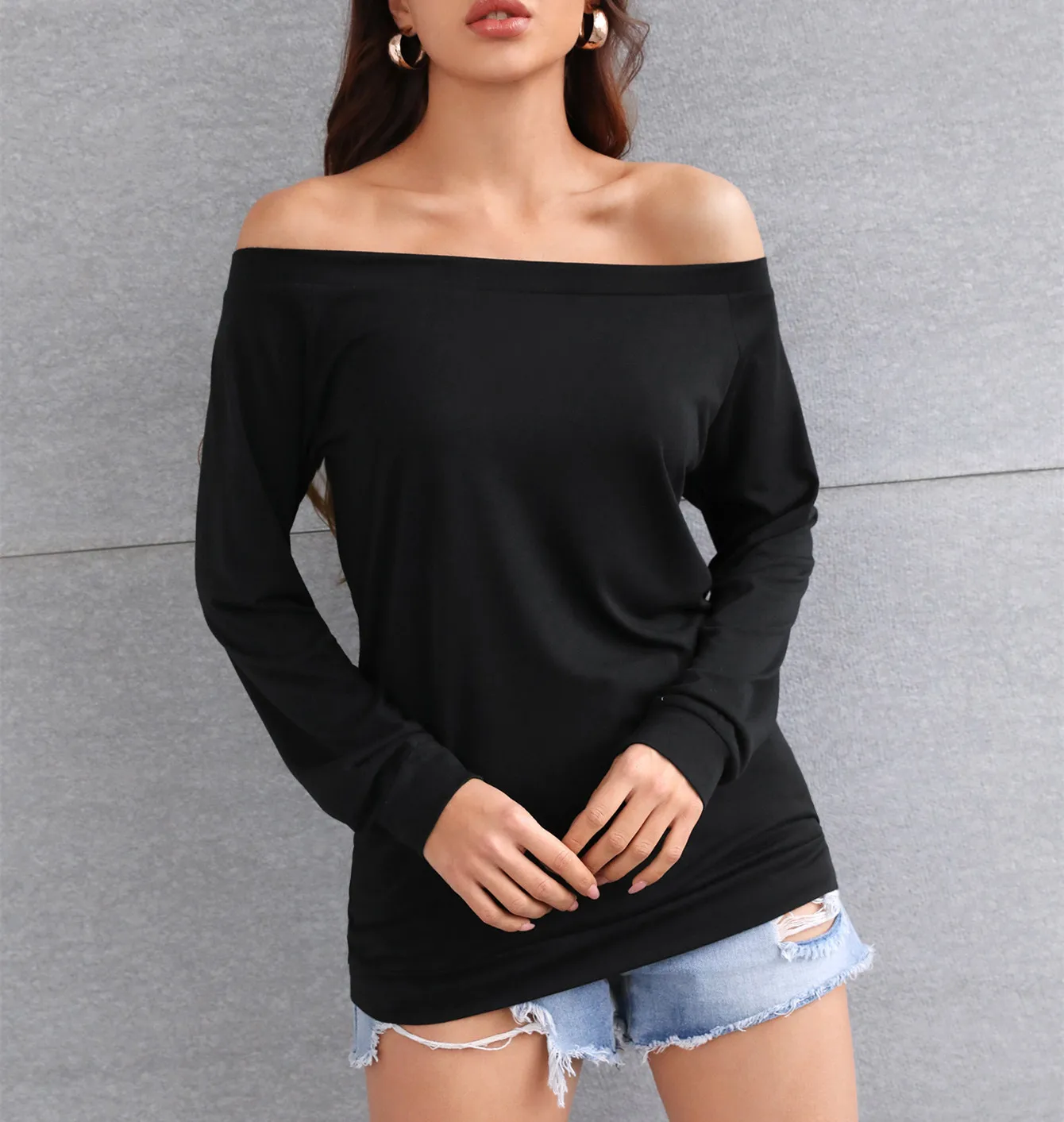 

2022 Summer Women Long Sleeve Black White Tshirts Fashion Classic Tshirts