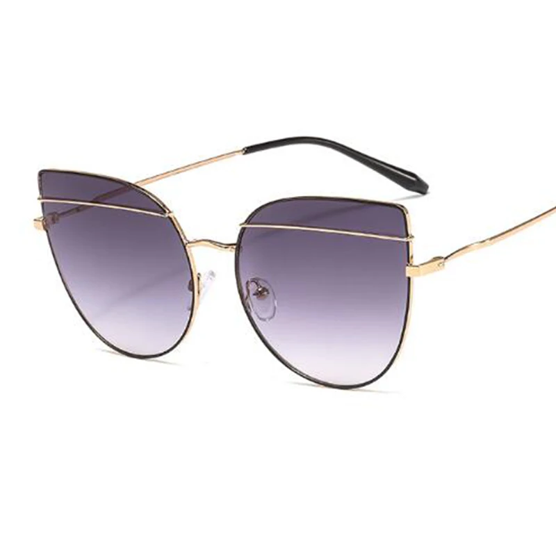 Женские солнцезащитные очки кошачий глаз с металлической оправой - купить по