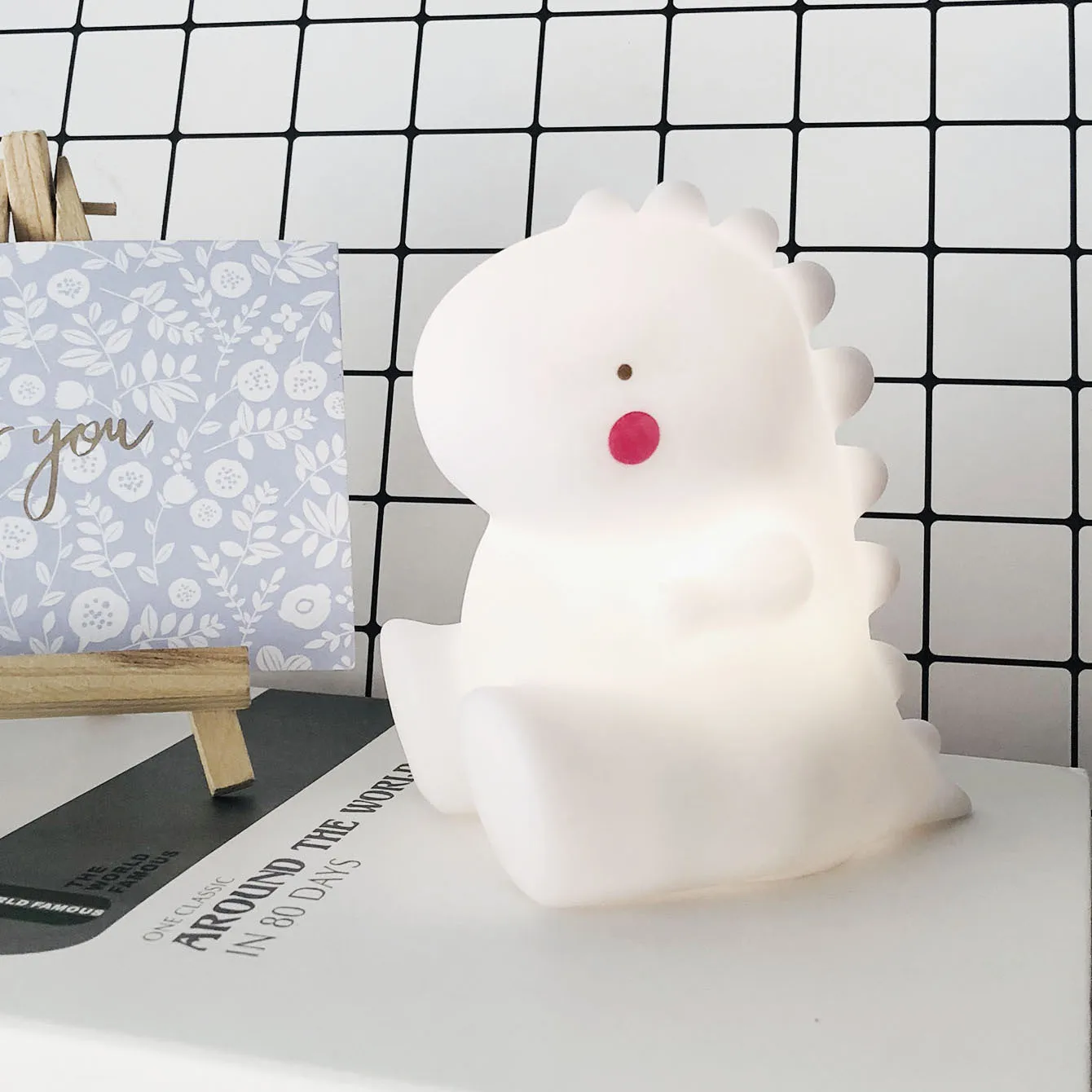 Pop-up Cute Expression Silicone Dinosaur Shape Lamp Children Room Layout Night Light Christmas | Дом и сад