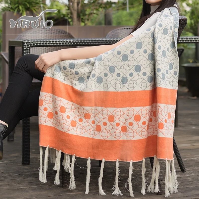 Online YIRUIO Selimut Bohemian Rajutan Tangan Mewah Selimut Sofa Kasur Kursi Dekorasi Rumah Musim Gugur Penutup Jubah Katun Dapat Dipakai Wanita