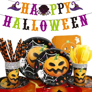 Halloween New Year Holiday Party Disposable Tableware Supplies Baby Display Paper Plate Cup Paper To in Pakistan