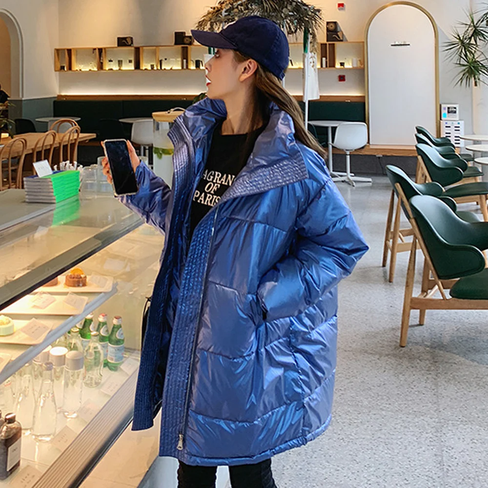 

Warm Parkas Snow Outwear woman jacket female loose long bright skin Down padded jacket 2020 winter suit jacket women jackets