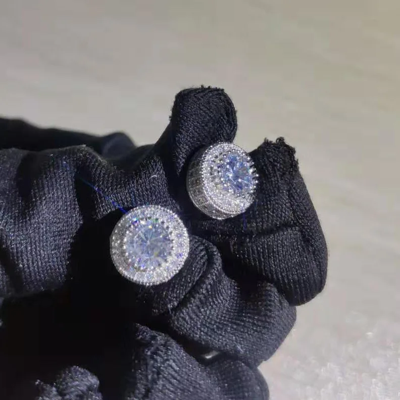 Новые круглые серьги-гвоздики золотого и серебряного цвета в стиле хип-хоп с