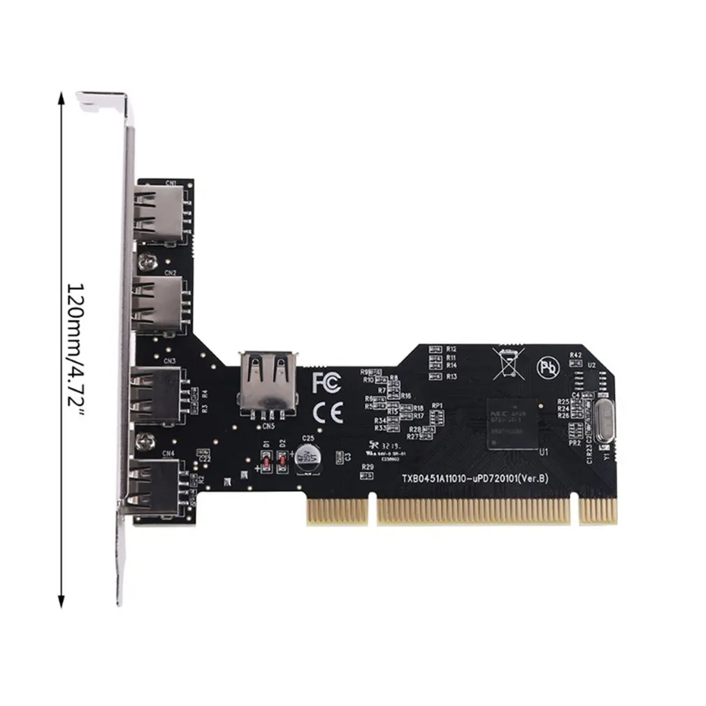 

5 Port USB2.0 PCI Hub Controller Expansion Card 480Mbps Desktop Converter Driver High performance great reliability