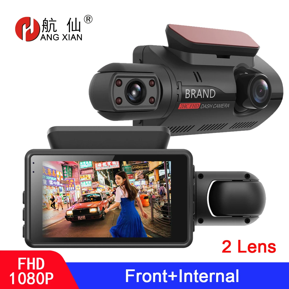 Купи Dual Lens Car DVR Dash Cam Video Recorder G-Sensor 1080P 1296P Front and Inside car Cameras DVR Dash Camera Car Electronics за 2,336 рублей в магазине AliExpress