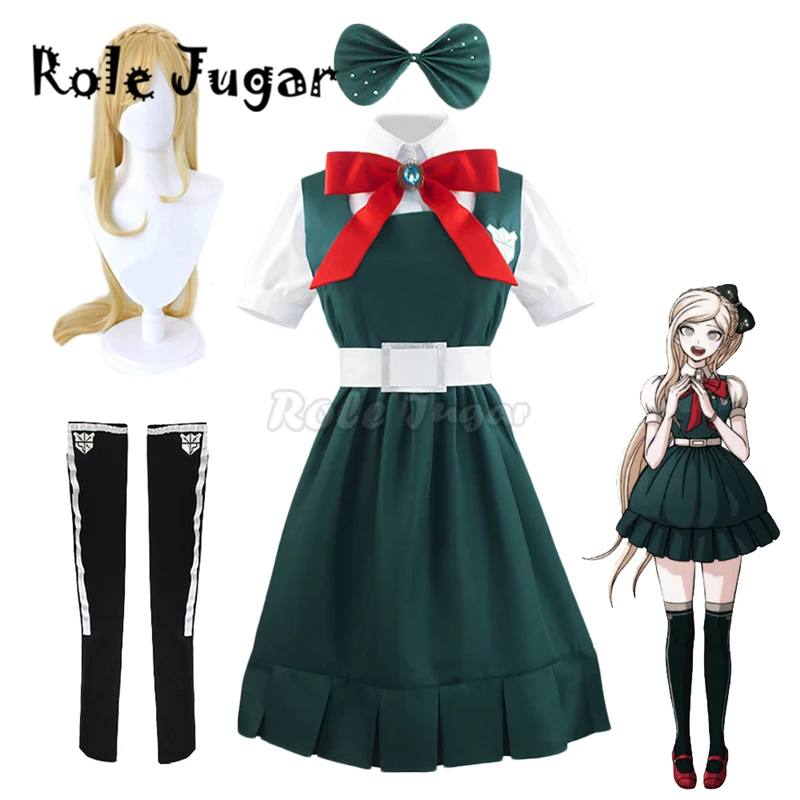 

6PCS Anime Danganronpa 2 Sonia Nevermind Cosplay Halloween Costume Dress Woman Party Carnival JK School Uniform And Wig C95C14