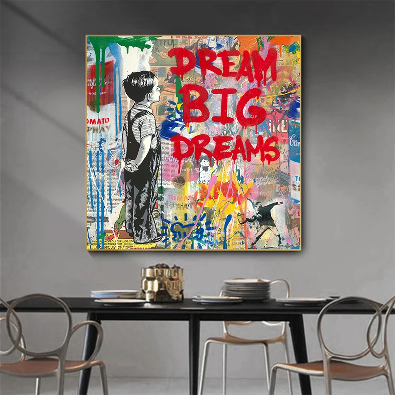 

Banksy Graffiti Street Art Dream Posters and Prints Abstract Pop Art Canvas Paintings on The Wall Art Picture Home Decor Cuadros