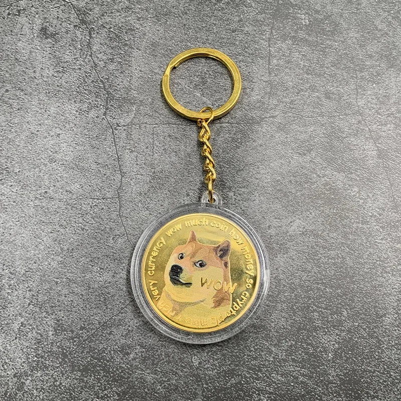 Doge Памятная коллекция монет Dogecoin металлический брелок удобная подвеска на