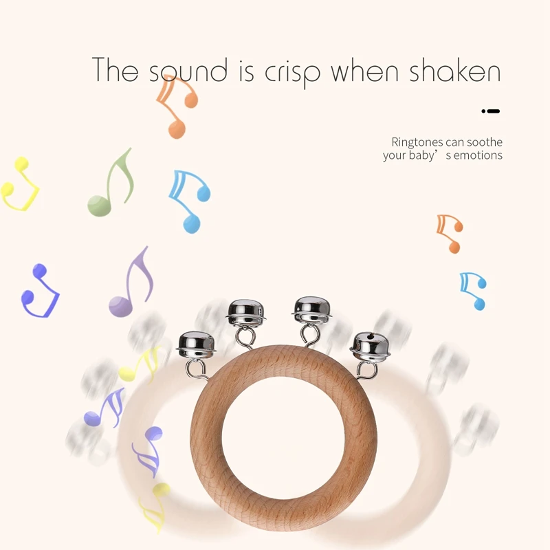 Деревянная Музыкальная погремушка для детей 0-12 месяцев ручной Колокольчик