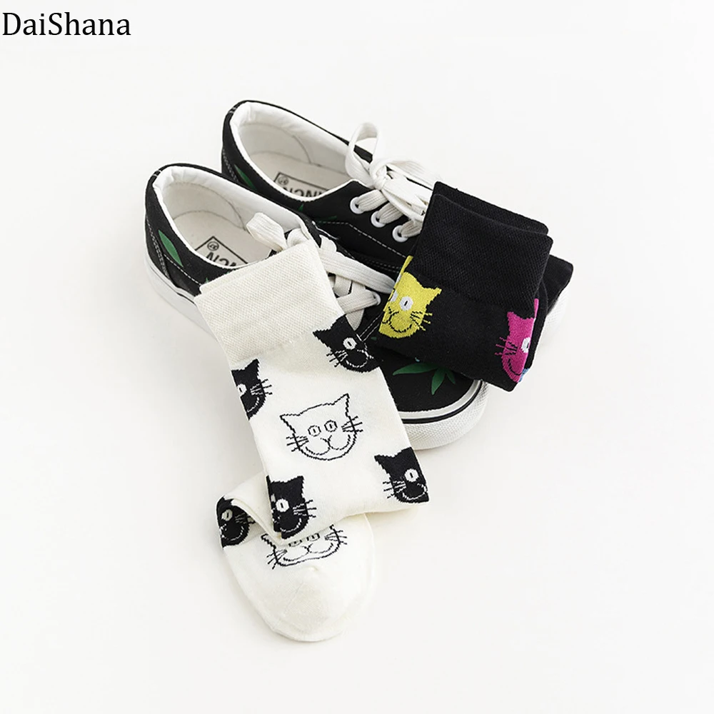 DaiShana New Arrival Harajuku Women Socks Combed Cotton Cat Dog Pattern Happy Socks Unisex Fashion Casual Ankle Girl Socks Meias