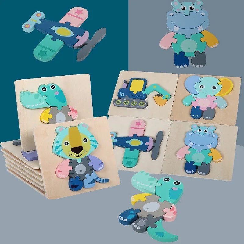 

Kids 3D Puzzle Wooden Toys for Children Cartoon Animal Vehicle Wood Jigsaw Kids Baby Early Educational Learning Puzzles Wood Toy