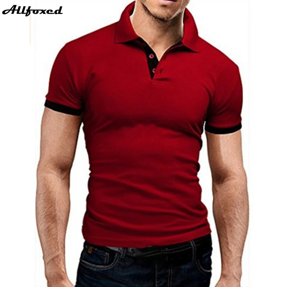 

Allfoxed Polo Shirts Men Trend Polo Shirts Voor Mannen Mode Turn Down Collar Casual Slim Effen Kleur Business Heren Polo Shirts