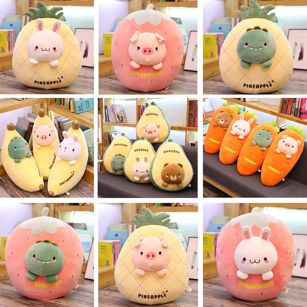 Имитация фруктов банан авокадо Клубничная Подушка Морковка милый кролик