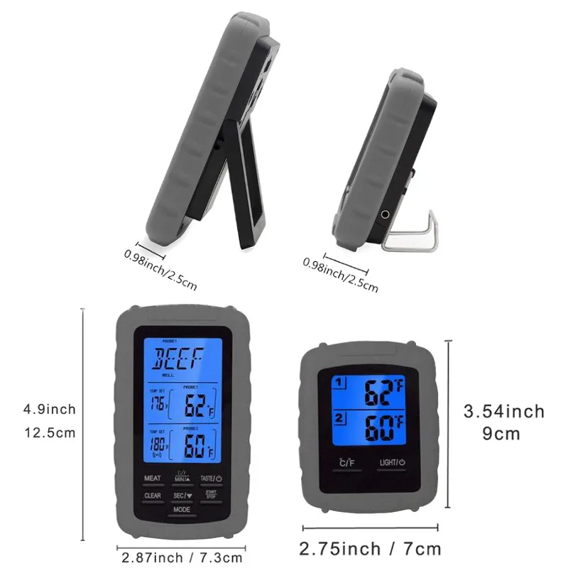 

Digital BBQ Meat Thermometer Wireless Grill Oven Thermomet With Timer & Stainless Steel Probe Cooking Kitchen Temperature Alarm