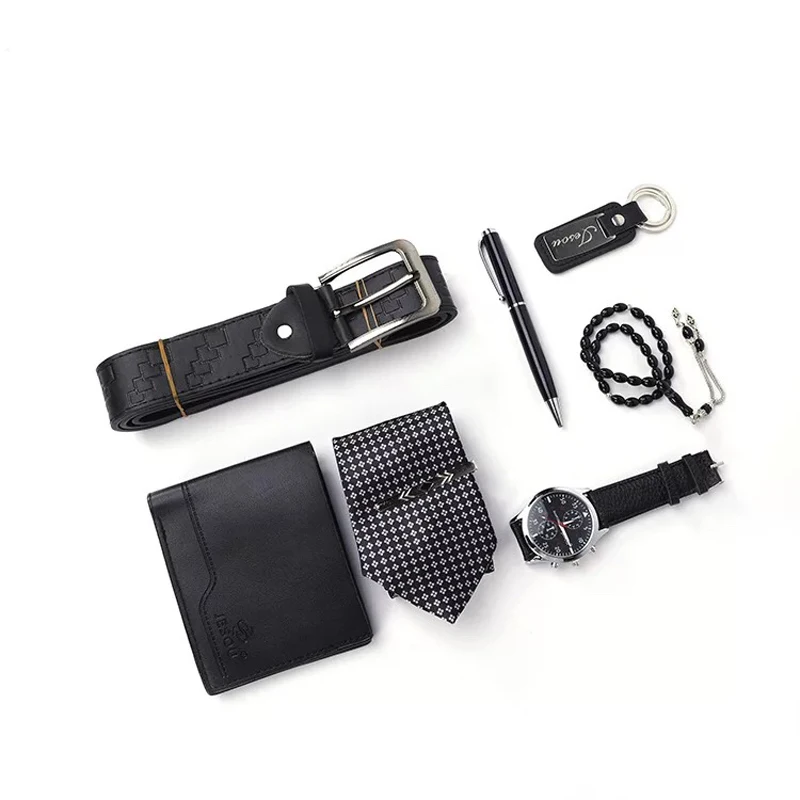 7 шт./набор мужские часы с браслетом и ремешком|Кварцевые часы| |