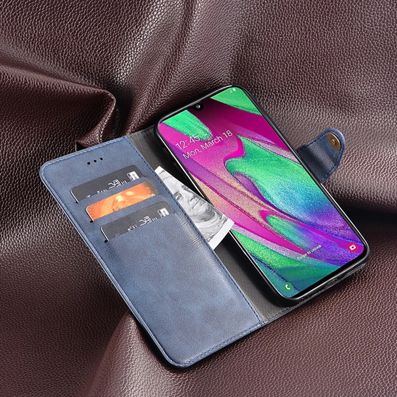 Кожаный чехол-книжка с откидной крышкой для samsung Galaxy A40 противоударный чехол на
