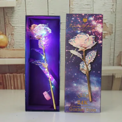 

Artificial LED Rose Branch Rainbow Valentine'S Day Wedding Decoration Luminous Rose Flower for Home Decoration