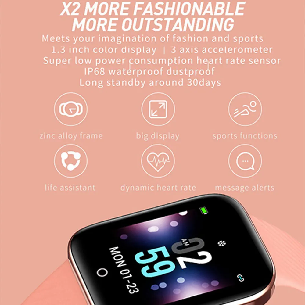 Смарт часы Nashone X2 Bluetooth IP68 водонепроницаемый смарт браслет пульсометр фитнес