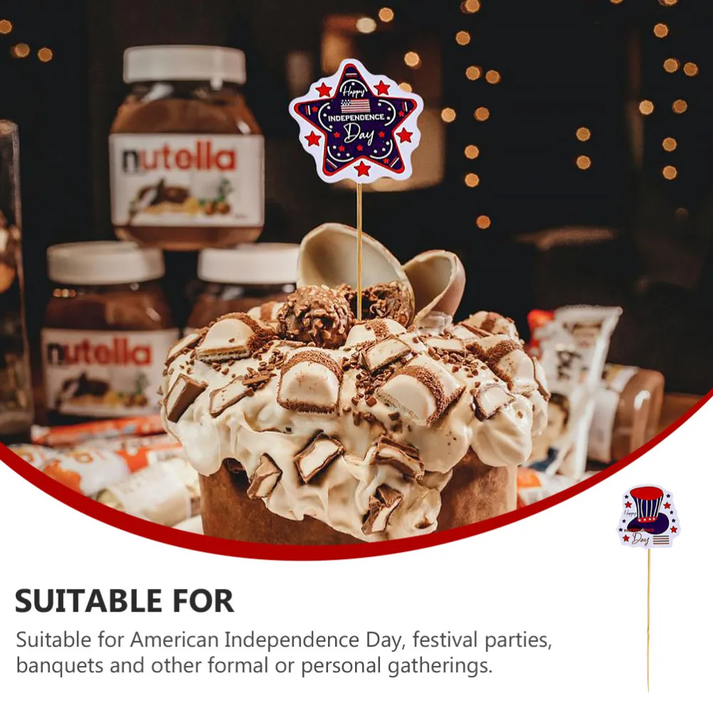 

24pcs Independence Day Themed Cake Topper National Day Cake Picks (Colorful)