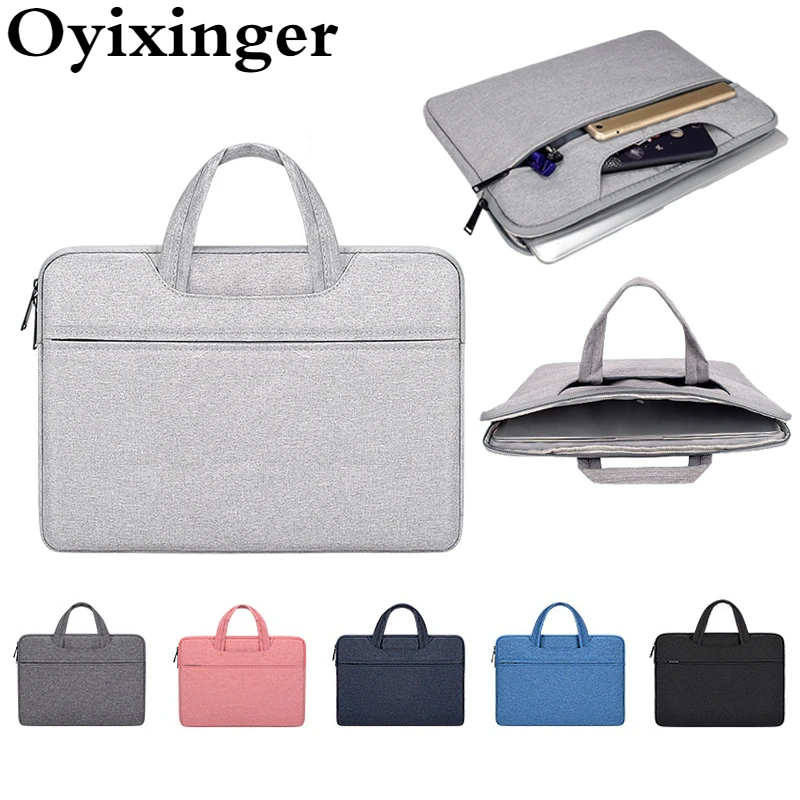 

Oyixinger Laptop Bag Bussiness Briefcase For 13.3 14.1 15.6 Inch Macbook Simple Solid Color Handbag Notebook Sleeve Case Unisex