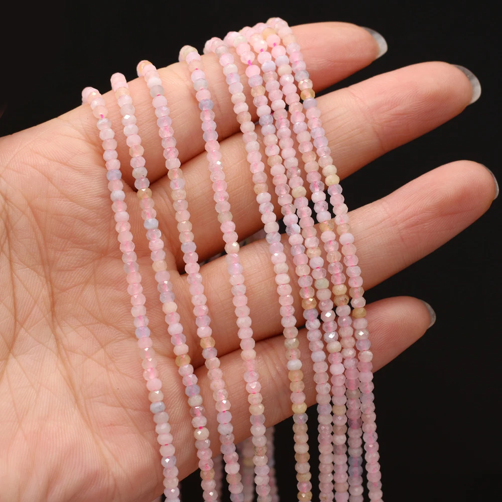 

yachu Natural Stone Semi-precious Stone Faceted Morganite Bead Making DIY Necklace Bracelet Size 3x2mm Gift