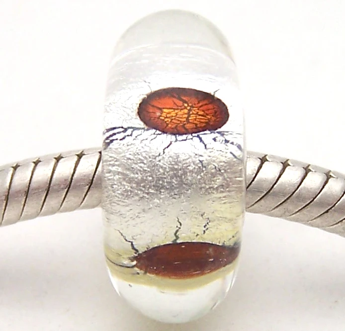 

PJG2777 100% S925 Sterling Silver Beads Murano Glass beads Fit European Charms Bracelet charms diy jewelry Lampwork GlassBeads